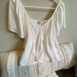 Discreet White Smocked Blouse